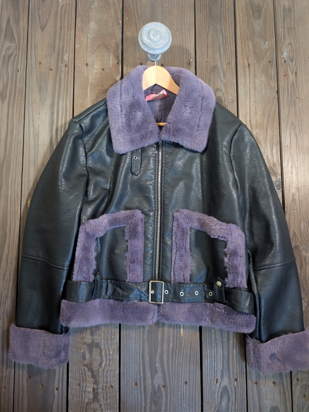 AZALEA WANG Paloma Lavender Faux Shearling Trim 2X